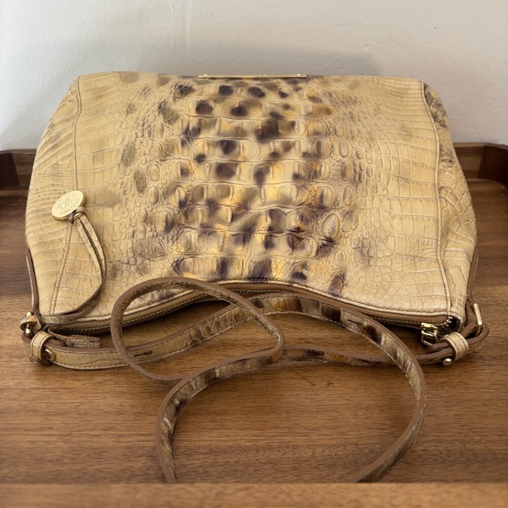 Brahmin Gold Melbourne Croc Embossed Leather Adjustable Shoulder Bag - Picture 5 of 10